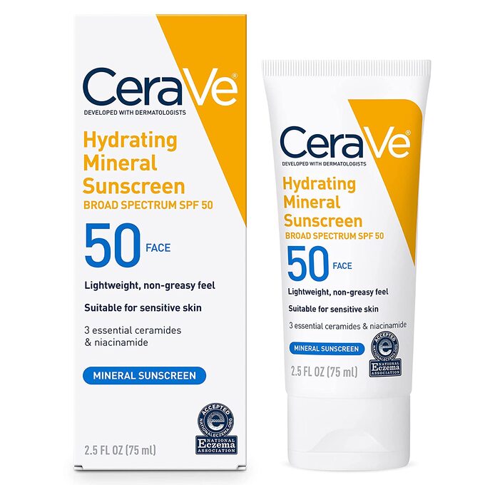 CeraVe 100% Mineral Sunscreen SPF 50. Prevent Aging, Sunburn & Decreases The Risk Of Cancer